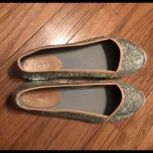 J. Crew gold glitter flats size 9